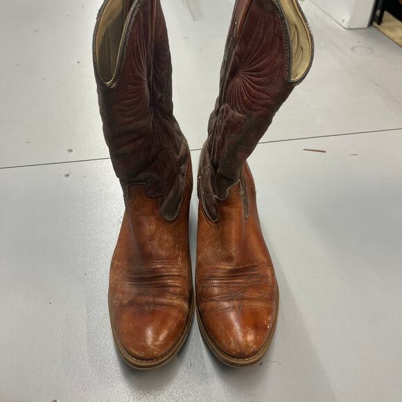 VTG Dingo Western Cowboy Boots Distressed Brown Made in USA SZ 10.5 - Picture 3 of 8